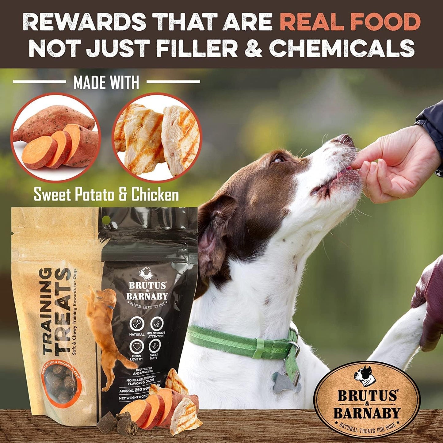 BRUTUS & BARNABY Training Treats for Dogs - Sweet Potato & Chicken - All-Natural Healthy Low Calorie Treat - Great to Use for Rewards in Training Your Puppy Or Dog