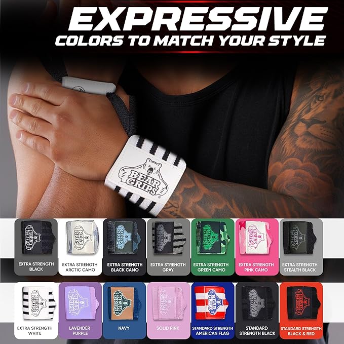 Bear Grips Wrist Wraps for Weightlifting | Weight Lifting Wrist Straps for Weightlifting | Extra Strength Gym Wrist Wraps | Two Wrist Wrap Per Pack | 12β & 18β | Lifting Wrist Wraps for Men & Women