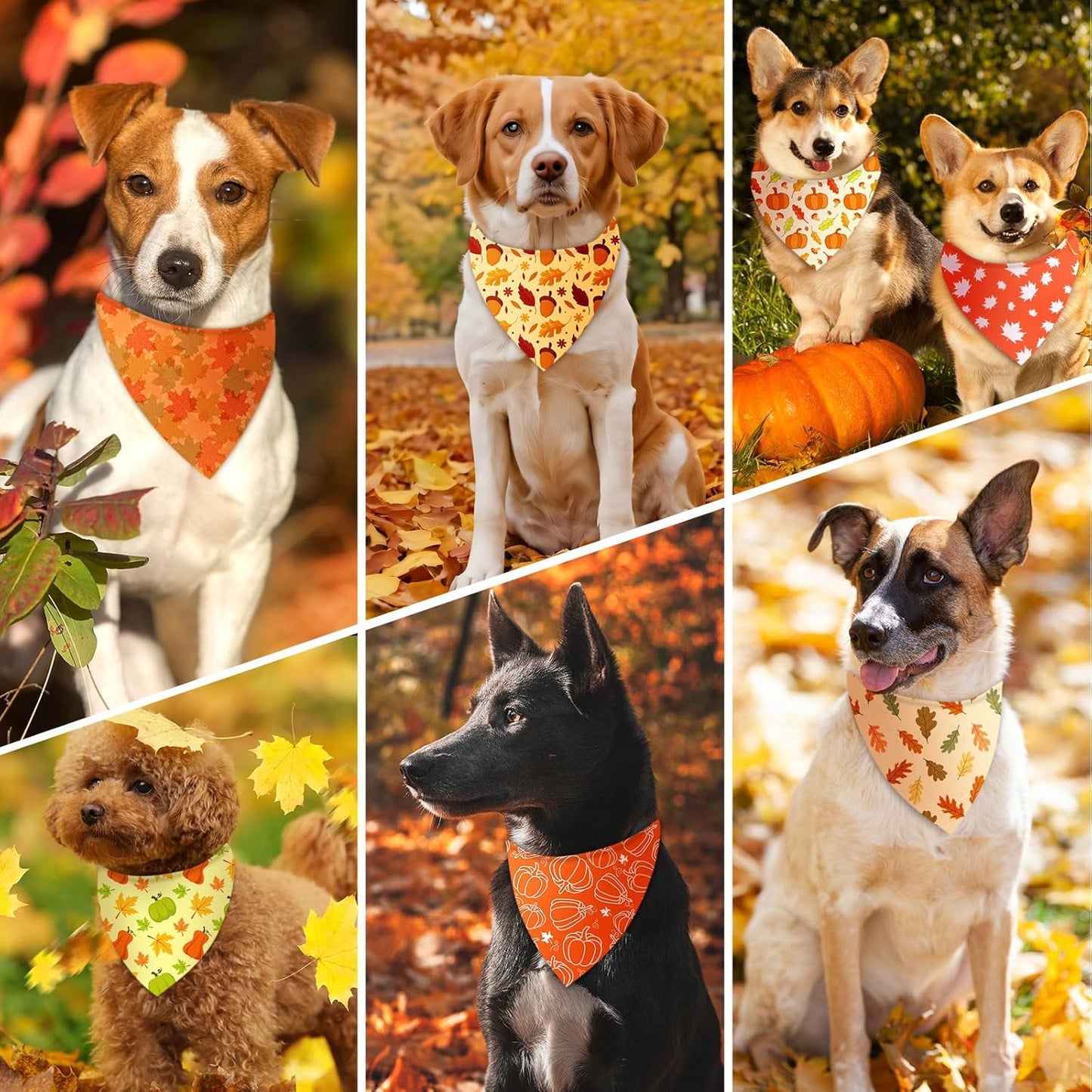500 Pcs Fall Bandanas for Dogs Autumn Dog Bandanas with Maple Leaves Pumpkin Patterns Soft Bibs Adjustable Triangle Doggie Scarf for Small Medium Large Pet Costume 25.6 x 17.7 x 17.7 Inch