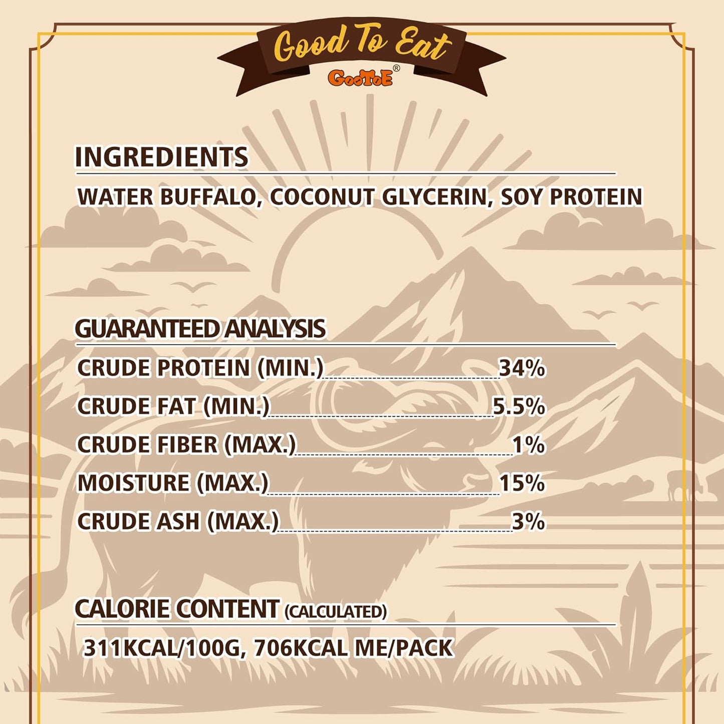 Gootoe Buffalo Dog Treats, Buffalo Bites Bone Shaped 8oz - Natural Low-Fat Chews for Training & Rewards, Limited Ingredient, Resealable Bag, Perfect for Small Dogs & Puppies