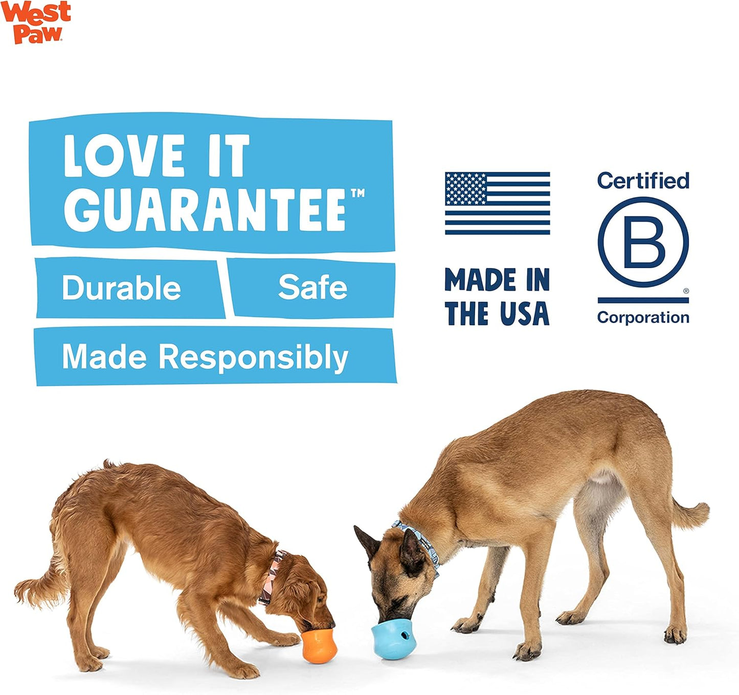 West Paw Zogoflex Toppl Treat Dispensing Dog Toy Puzzle – Interactive Chew Toys for Dogs – Dog Toy for Moderate Chewers, Fetch, Catch – Holds Kibble, Treats, Small 3", Tangerine