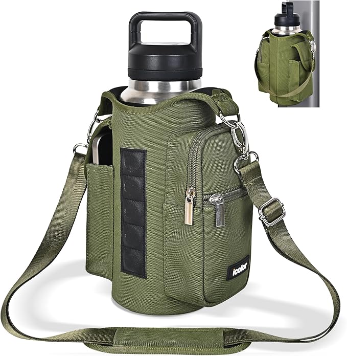 icolor Magnetic Gym Bag Water Bottle Carrier Holder with Phone Pockets & Shoulder Strap,5 Built-in Magnets Gym Bottle Pouch Sleeve,Magnetic Bag Gym Accessories Organizer for Men Women