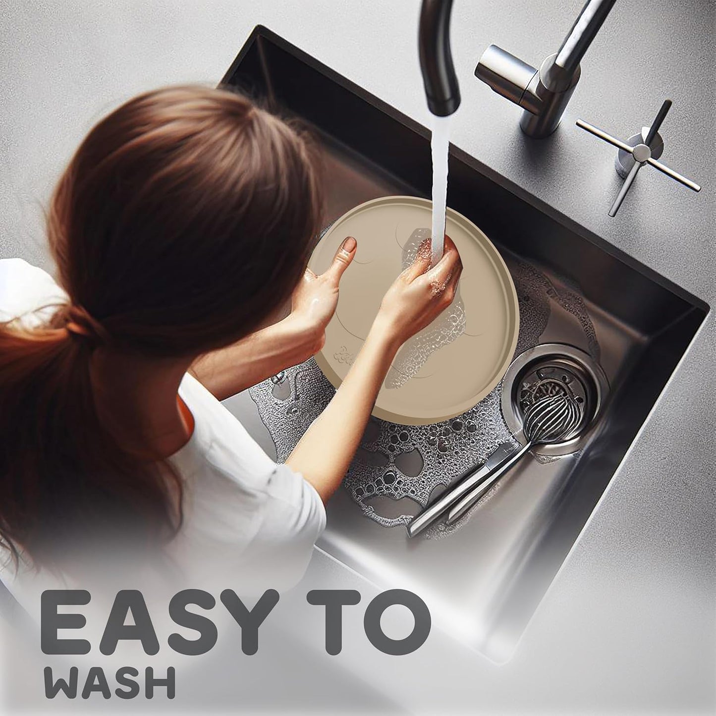 Dog Food Mat Round 10" - Raised Edges Dogs Mat for Food and Water Prevent Spill, Waterproof Cat Food Mats Protect Floors, Easy Clean Dog Bowl Mats for Food and Water, Silicone Pet Feeding Placemats