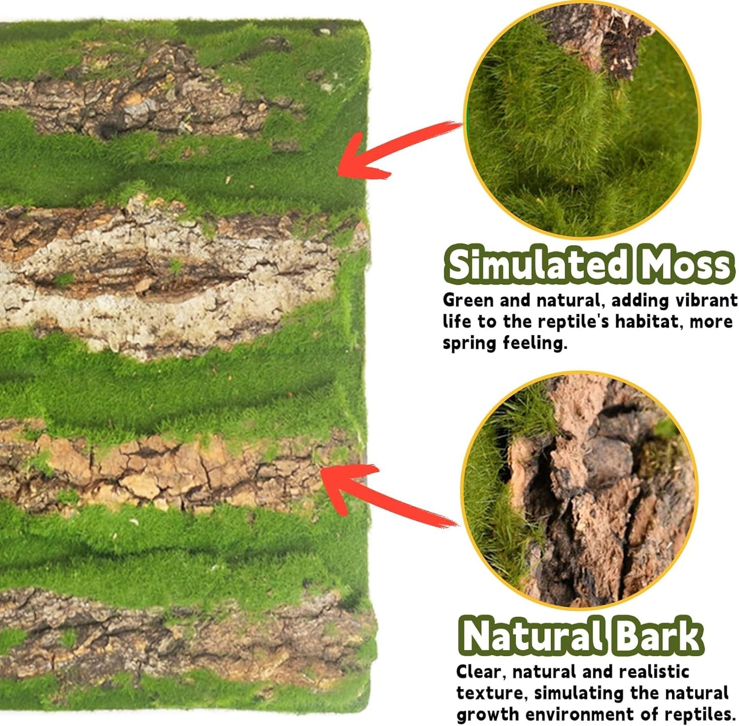 kathson 4PCS Cork Bark for Reptiles 11.8 "L X 11.8" W Cork Terrarium Background Bearded Dragon Tank Background with Artificial Moss Natural Reptile Climbing Mat for Spider Gecko Lizard Chameleon