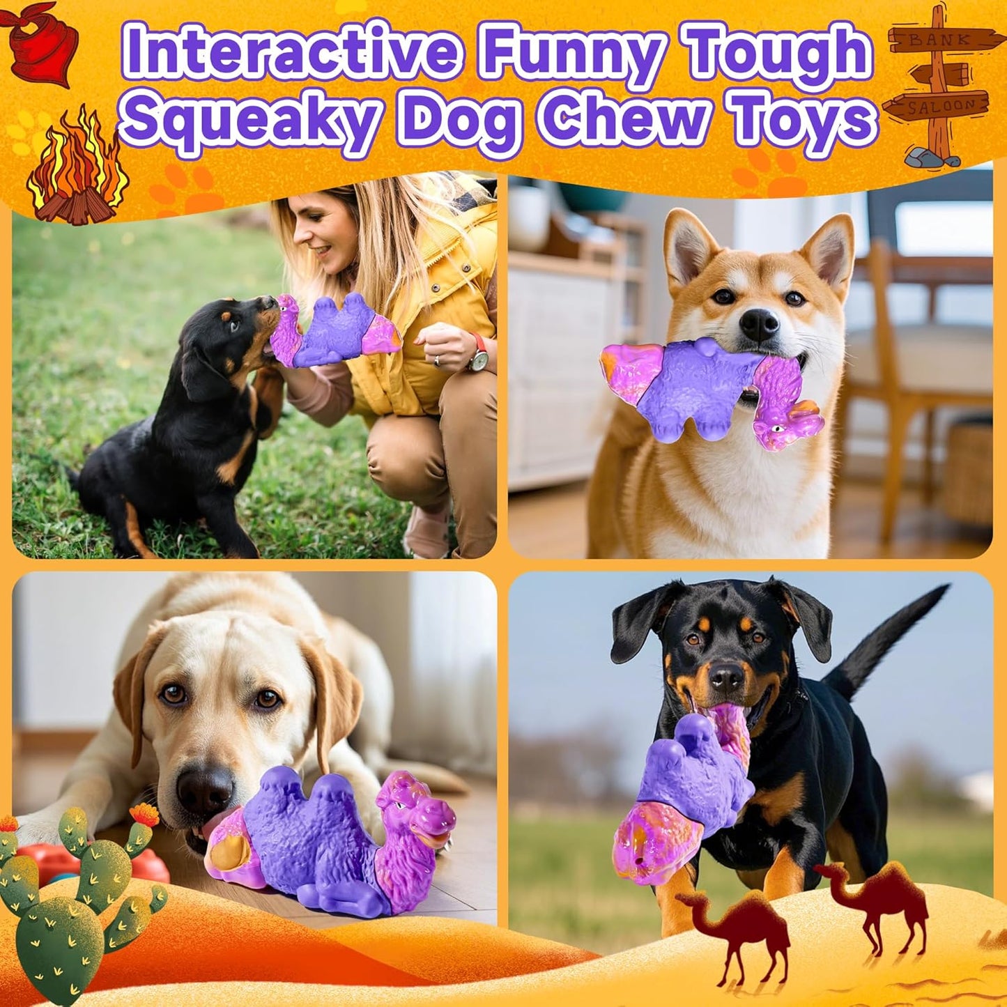 Tough Dog Chew Toys for Aggressive Chewers, Squeaky Indestructible Dog Toy To Keep Them Busy, Interactive Large Chew Toy for Dogs Medium Small, Durable,Reduce Boredom,Puppy Teeth Cleaning Milk Flavor