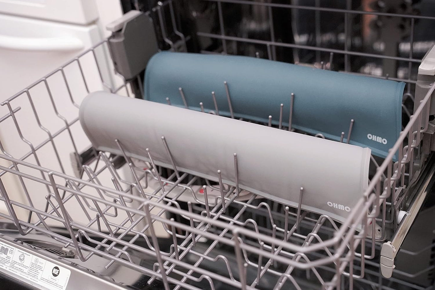 OHMO - Cat Food Mat, Silicone Pet Feeding Mat for Floor Non-Skid Waterproof Dog Water Bowl Tray, Easy to Clean Pet Placemat (Dark Grey, 18 * 9.8'')