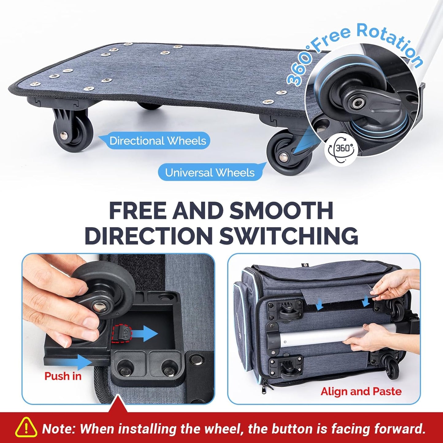 MIU Color Rolling Pet Carrier with Wheels Under 15 lbs, Airline Approved Foldable Soft Carrier for Small Dogs and Cats, Dog Carrier with Wheels for Car Road Trips Travel Camping Outdoor