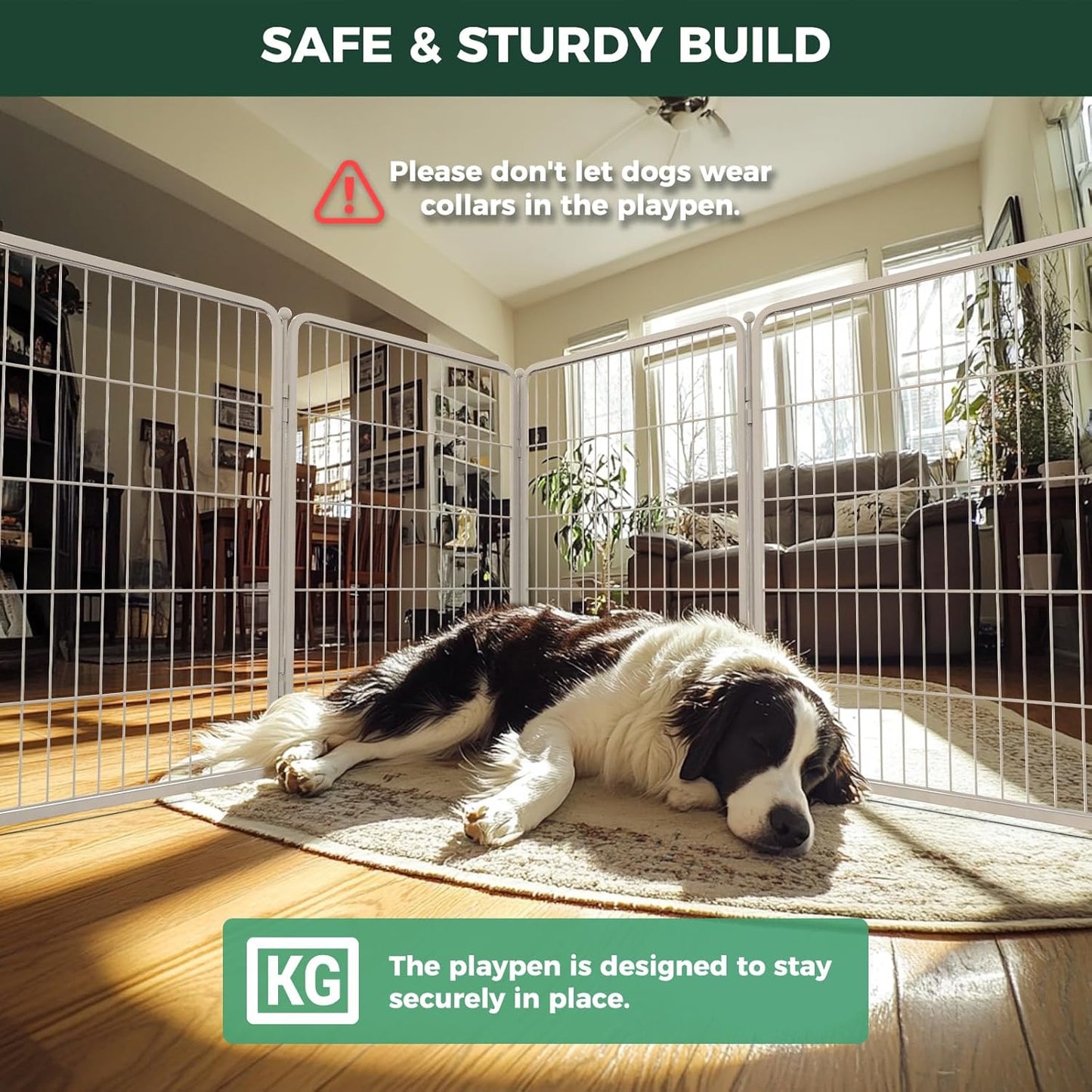 FXW Homeplus Unleashed Indoor Dog Playpen - Stress-Free and Safe Play, Heavy Duty 40 Inch 12 Wire Panels Dog Pen for Medium and Large Dogs, White│Patented