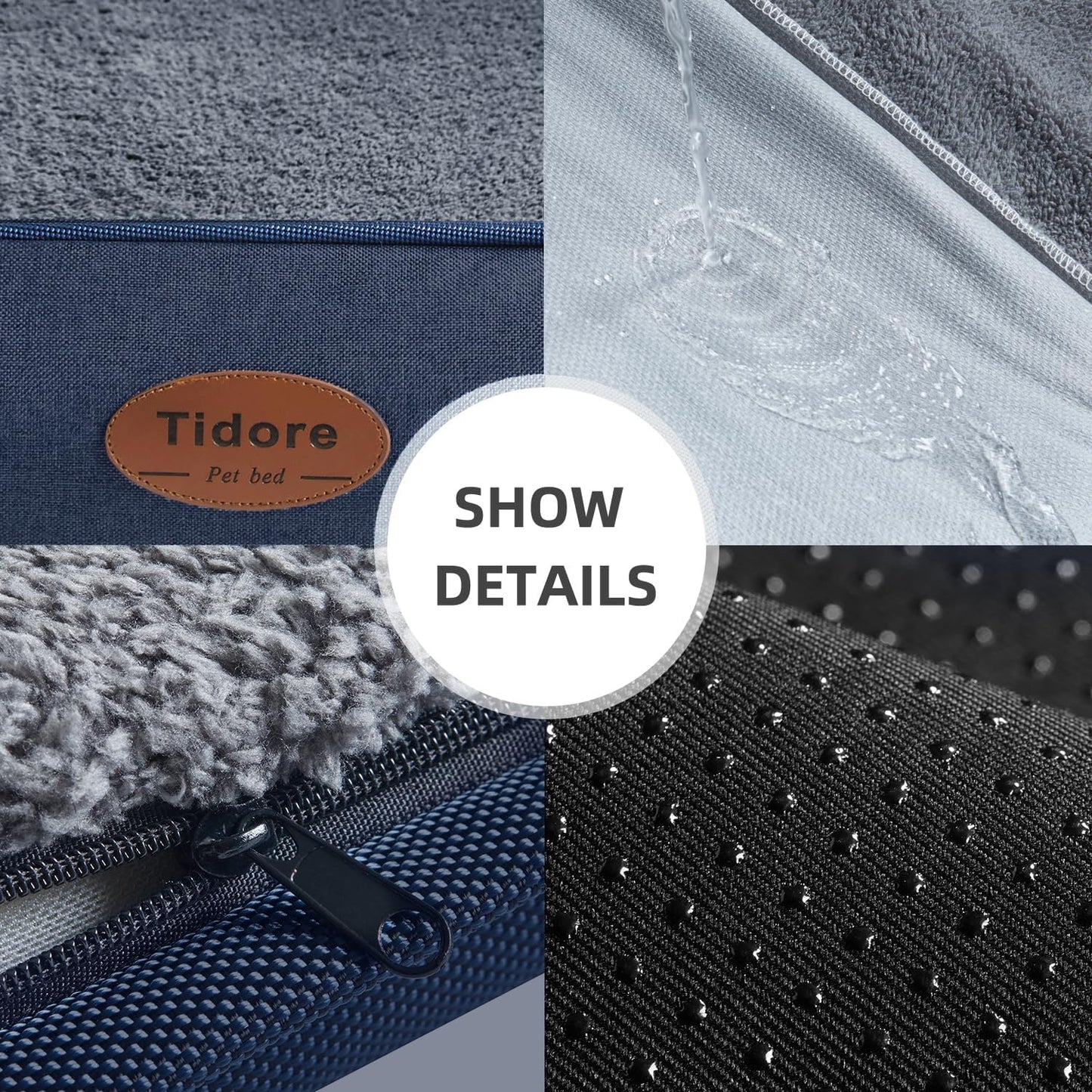 Orthopedic Dog Beds for Medium Dogs, Durable Egg Crate Foam Sofa Dog Bed wit Washable Removable Cover,Waterproof Lining,Pet Bed for Large Dogs (Navy Blue-Velvet, 31.5" L x 25.2" W x 7" Th)