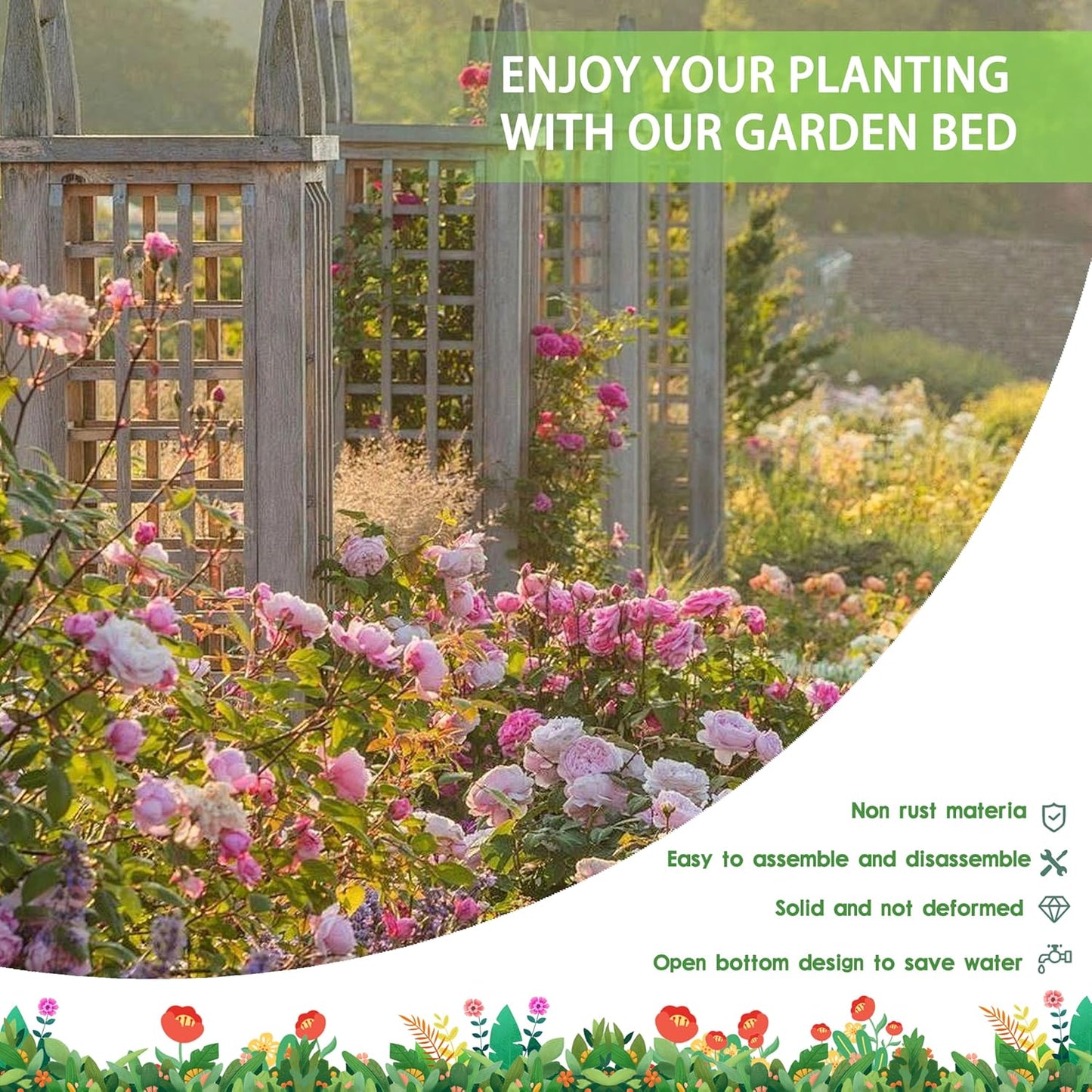 EKX 8x4x2FT Galvanized Raised Garden Bed, Raised Garden Bed Kit-Metal Planter Box Outdoor,Planting for Vegetables, Fruits,Herbs, Flowers-Slive