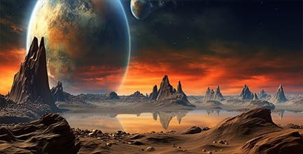 48X18IN Cosmic Aquarium Background, Cool Parallel Space Themed Fish Tank Background, Tropical Desert Terrarium Background with 8 EVA Double-Sided Tape