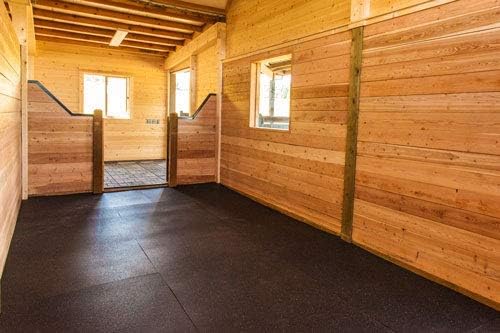 American Floor Tiles - Heavy Duty Stall Tiles - Stable/Horse Tiles - Thick, Durable Rubber Flooring Solid Black 12' x 12' Set 1/2" Thick (36 Tiles Total)