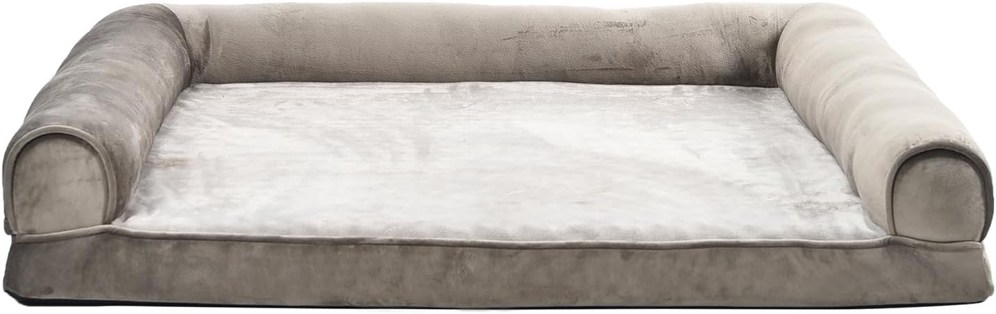 Amazon Basics Dog Bed with Cooling Gel Memory Foam, Pressure-Relief Support for Dogs up to 55lbs, Non-Slip Bottom, Machine Washable Cover, Large Sized (36" x 27"), Brown