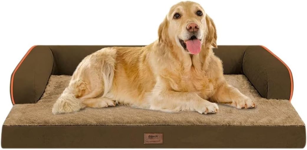 Large Dog Bed Orthopedic Washable: Extra Brown XL XLarge Big Dog Bed with Washable Bolster & Memory Foam Couch Sofa - Waterproof with Removable Cover