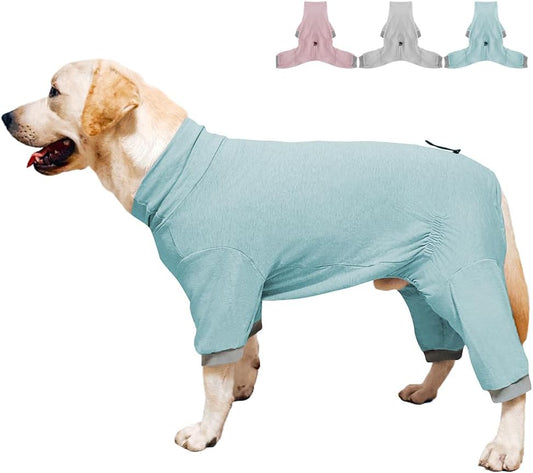 Dog Pyjamas PJS Sweater Clothes and Home Clothing Suitable for Small to Medium Breeds of Dogs, Dog Neutering Suits, Extra-Large Stretch Fabric, Four-Legged Clothes (Thin Blue, XL)