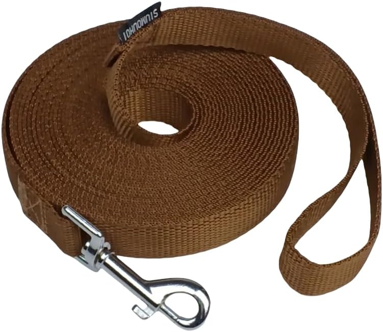 Dog/Puppy Obedience Recall Training Agility Lead - 15ft 20ft 30ft 40ft 50ft Training Leash - Great for Play, Camping, or Backyard (Brown, 40 Feet)