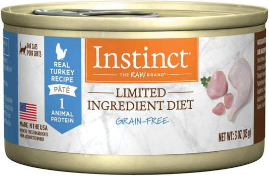 Instinct Limited Ingredient Diet, Natural Wet Cat Food, Grain Free Recipe - Real Turkey, 3 oz. Cans (Pack of 24)