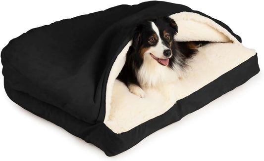 Snoozer Pet Products Luxury Rectangle Cozy Cave Dog Bed with Microsuede, Small, Black