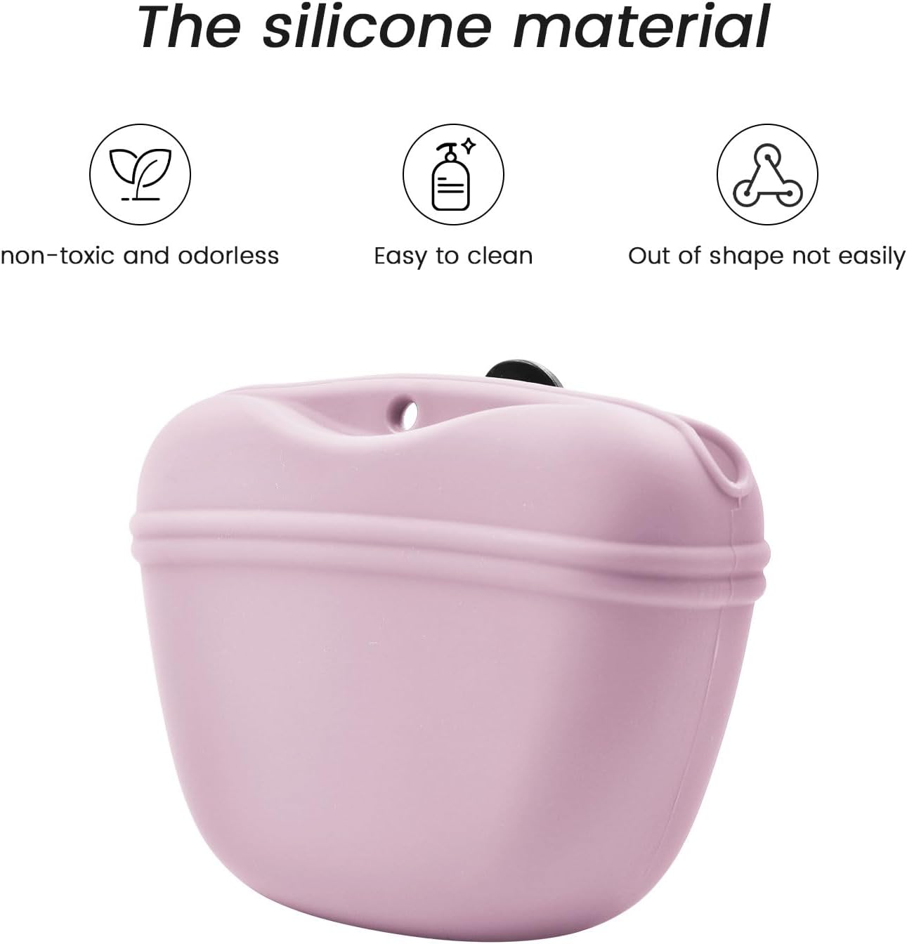 AUDWUD Silicone Dog Treat Pouch,With Dog Training Clicker,Clip on Portable Training Container,Convenient Magnetic Buckle Closing and Waist Clip