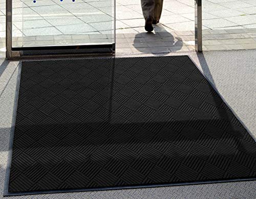 WaterHog Diamond | Commercial-Grade Entrance Mat with Rubber Border – Indoor/Outdoor, Quick Drying, Stain Resistant Door Mat (Medium Brown, 6' x 12')