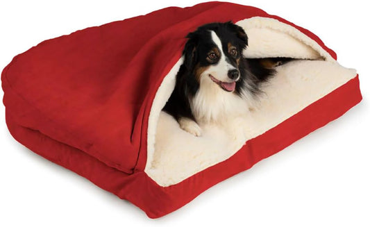 Snoozer Pet Products Rectangle Cozy Cave Dog Bed, Large, Red