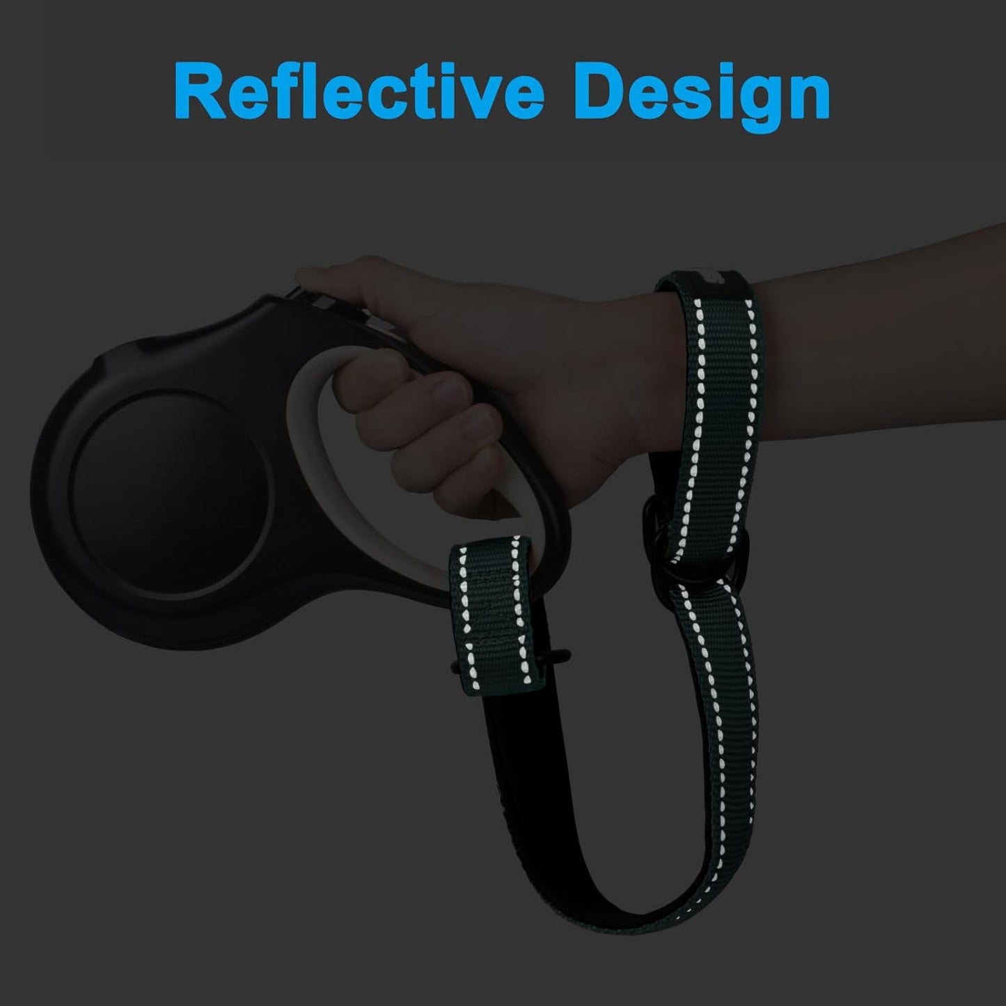 PetBonus Short Dog Leash, Safety Wrist Strap for Retractable Dog Leash, Reflective Design and Adjustable Soft Padded Handle, Extra Layer Security for Pet Stroller (Turquoise)