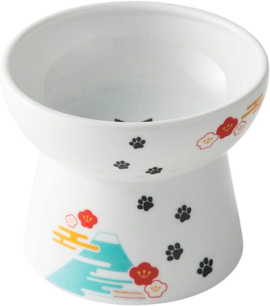 Necoichi Raised Stress Free Cat Food Bowl, Elevated, Backflow Prevention, Dishwasher and Microwave Safe, No.1 Seller in Japan! (Fuji Limited Edition, Large)
