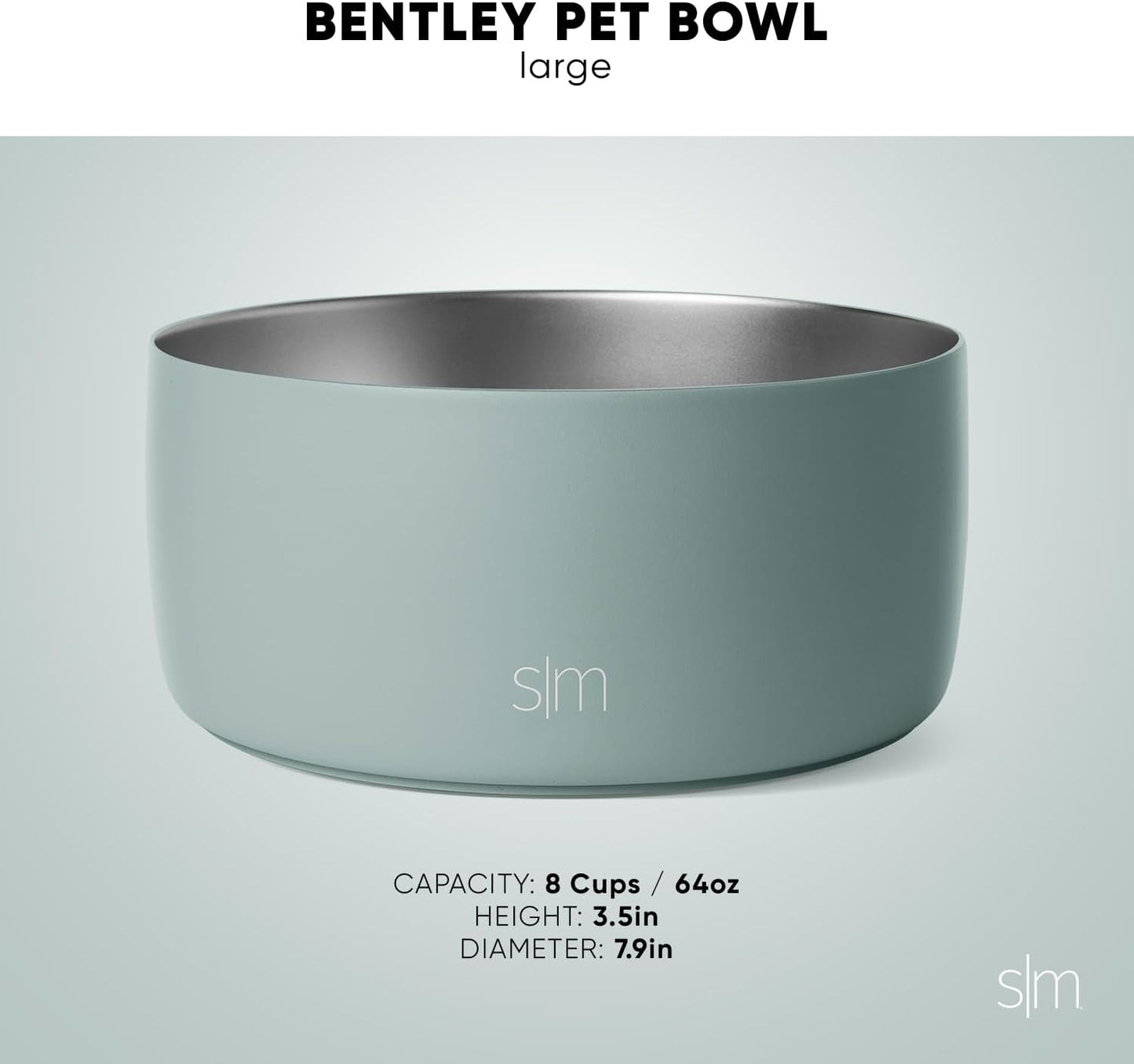 Simple Modern Stainless Steel Pet Water Bowl for Dogs & Cats | Reusable Insulated Stainless Steel Food Bowls for Dog Cat | No Tip No Slip BPA Free | Bentley Collection | Large (64oz) | Lavender