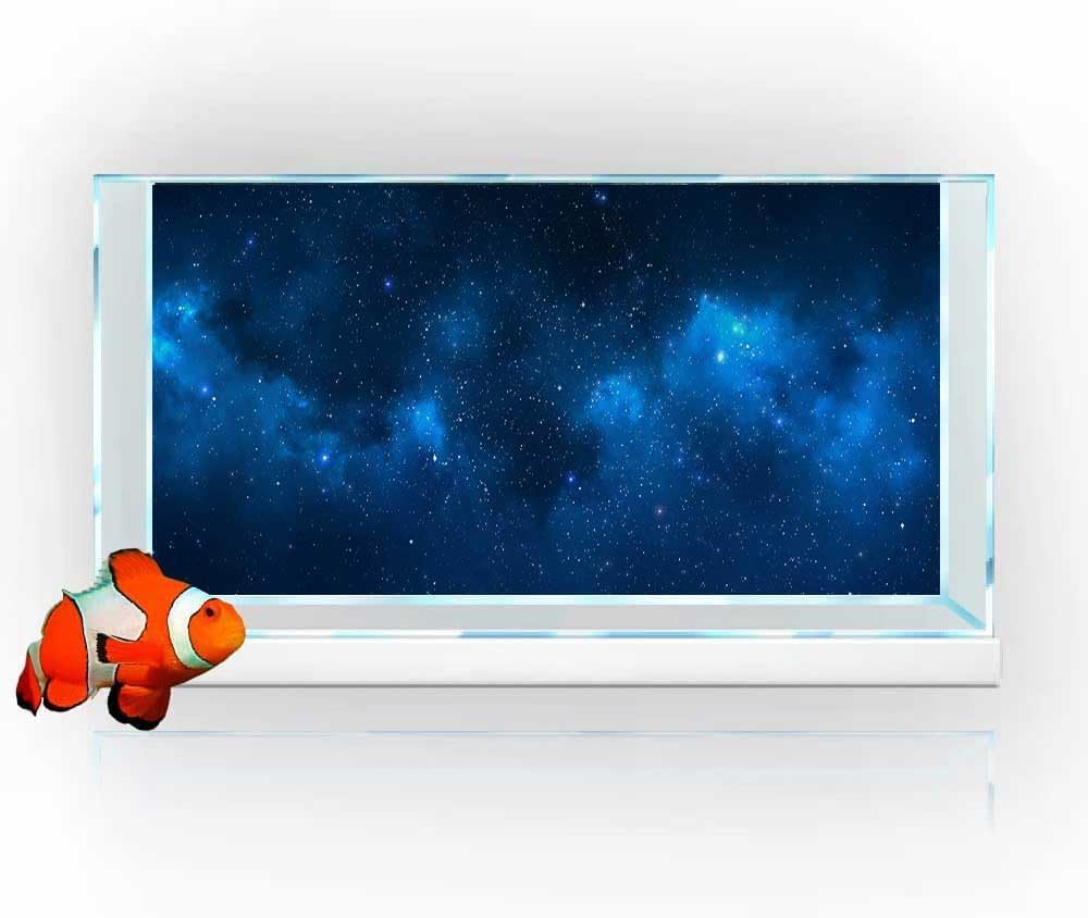 72X24IN Starry Aquarium Background, Art Starry Fish Tank Decorations Background, with 8 EVA Double-Sided Tape