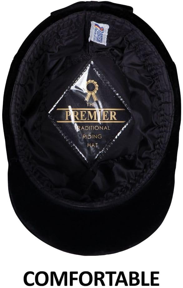 Dura-Tech Velvet Horse Riding Hunt Cap | Classic English Equestrian | Hunter Class Elegance | Use in Breed Show | Color Black