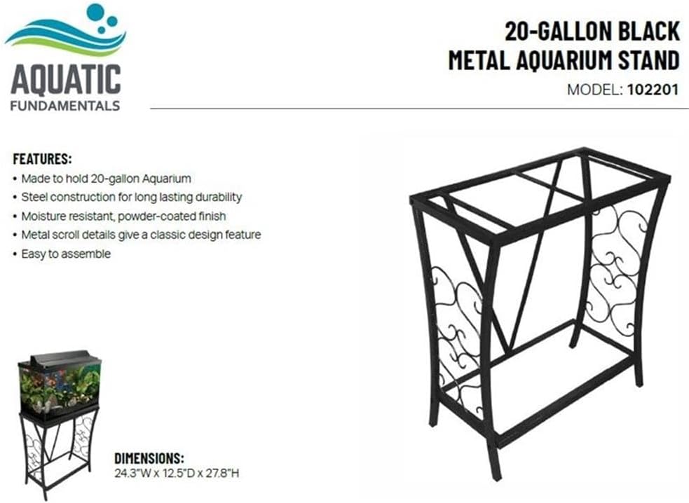 MAKLAINE Traditional Steel 20 Gallon Metal Aquarium Stand in Black