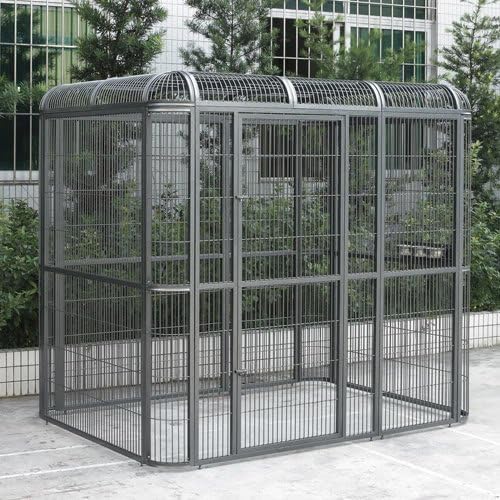 SENY Heavy Duty Large Walk-in Bird Aviary Cage, 79H x 86W x 62D inches, for Parrots, Macaws, Cockatoos, Reptiles, Dogs, Birds Flight Cage. (Silver Black, Wire Size: 0.20")