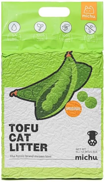 Tofu Cat Litter Natural Clumping Tofu Cat Litter, Fast Clumping and Easily Scoop-able 5.5lb/88oz 5 Scents - Original, 6 Pack