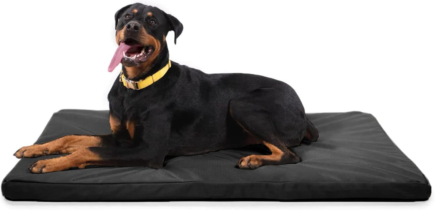 K9 Ballistics Tough Ripstop Orthopedic Dog Crate Bed - Durable Pad with Washable Cover, for Wire Crates, Tie-Downs Included, Size: X-Large 47"x29", Obsidian Black