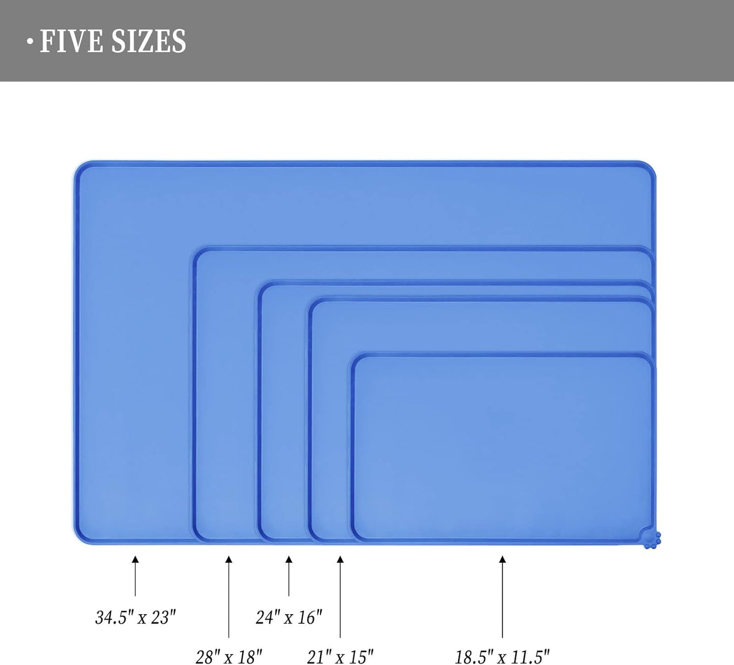 Waterproof Pet Feeding Mat with High Raised Edges, Heavier and Thicker Placemats for Cat Dog Water Bowl with BPA Free, Dogs Cats Food Mats for Messy Drinkers to Prevent Spill and Protect Floors