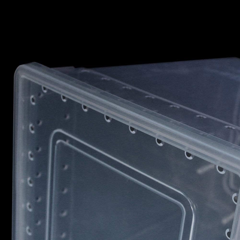 OMEM Portable Reptile Terrarium Habitat for Mini Pet Houses Breathable Holes Stackable Container (Extra H)