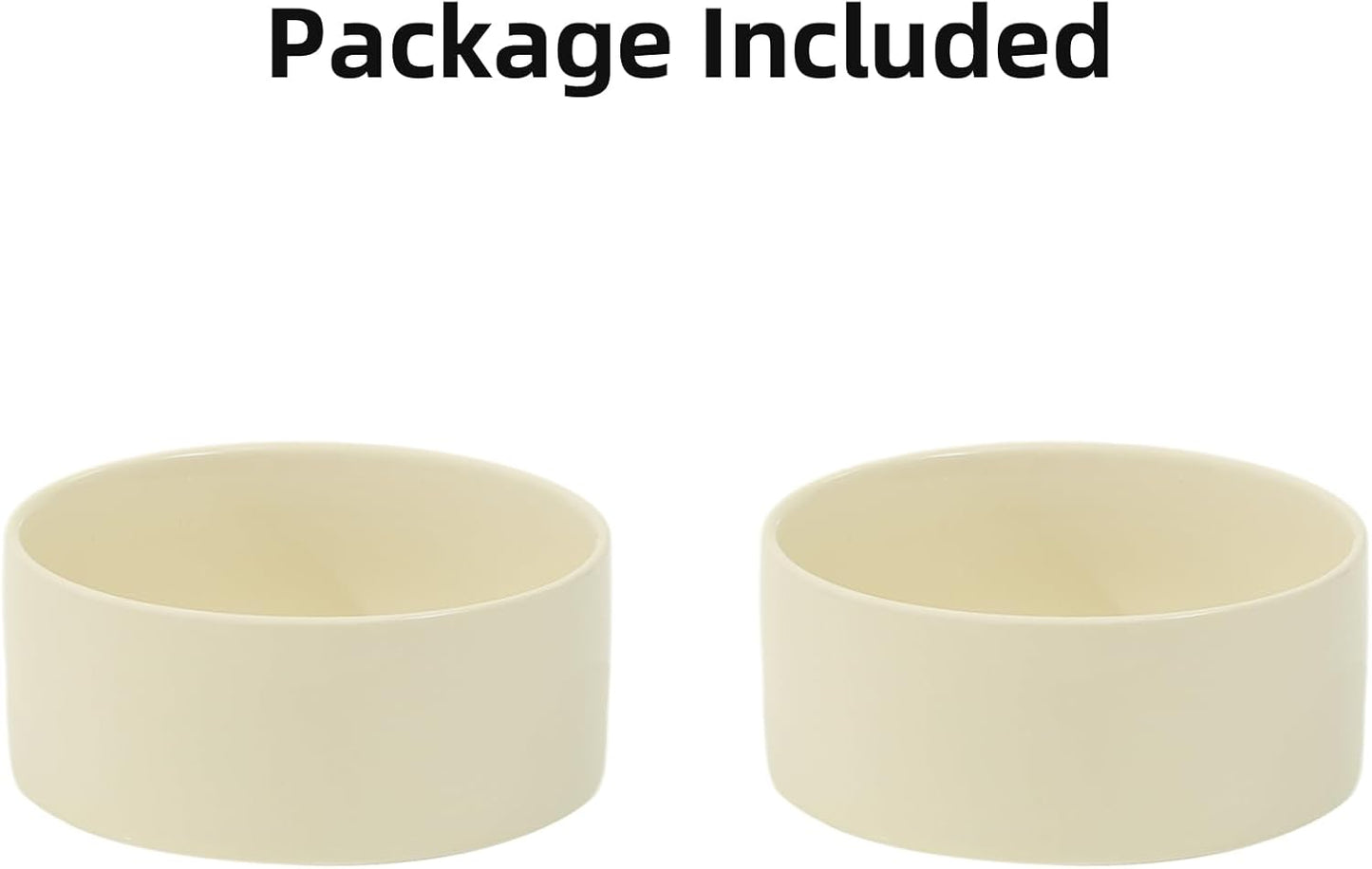 Ceramic 6.1inch Dog Bowls for Small and Medium Breed Dog Dish Pet Food and Water Bowl (Set of 2 Bowls - Beige, 28oz)