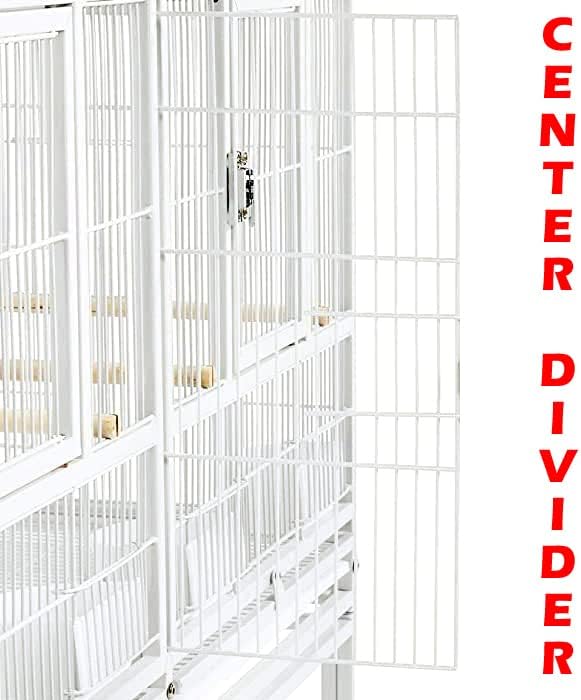 1/2/3-Combo Stacker Center Divided Breeder Breeding Bird Flight Double Rolling Cage for Aviaries Canaries Cockatiels Lovebirds Finches Budgies Small Parrots (White Vein, Three Stacker)