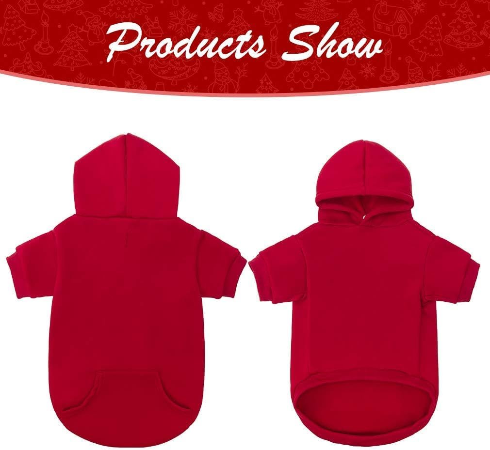 KOOLTAIL Basic Dog Hoodie - Soft and Warm Dog Hoodie Sweater with Leash Hole and Pocket, Dog Winter Coat, Cold Weather Clothes Sweatshirt for Small Medium Large Dogs Puppy Cat Boys Girls Red XL/XXL