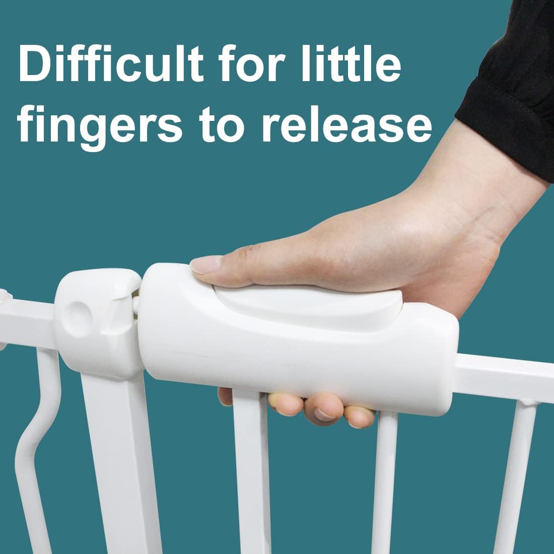 TSAYAWA Walk Through Baby Gate with Door, 43.5-48 Inch Wide Presure Mounted No Drill Metal Auto Close Child Gate for Stair Doorway - Indoor Outdoor Safty Gate for Toddler Dog Doggie, White