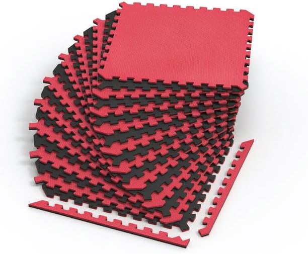 Norsk Dual-Sided Reversible 1/2" Foam Exercise Mats for Home Gym - Interlocking EVA Foam Tiles