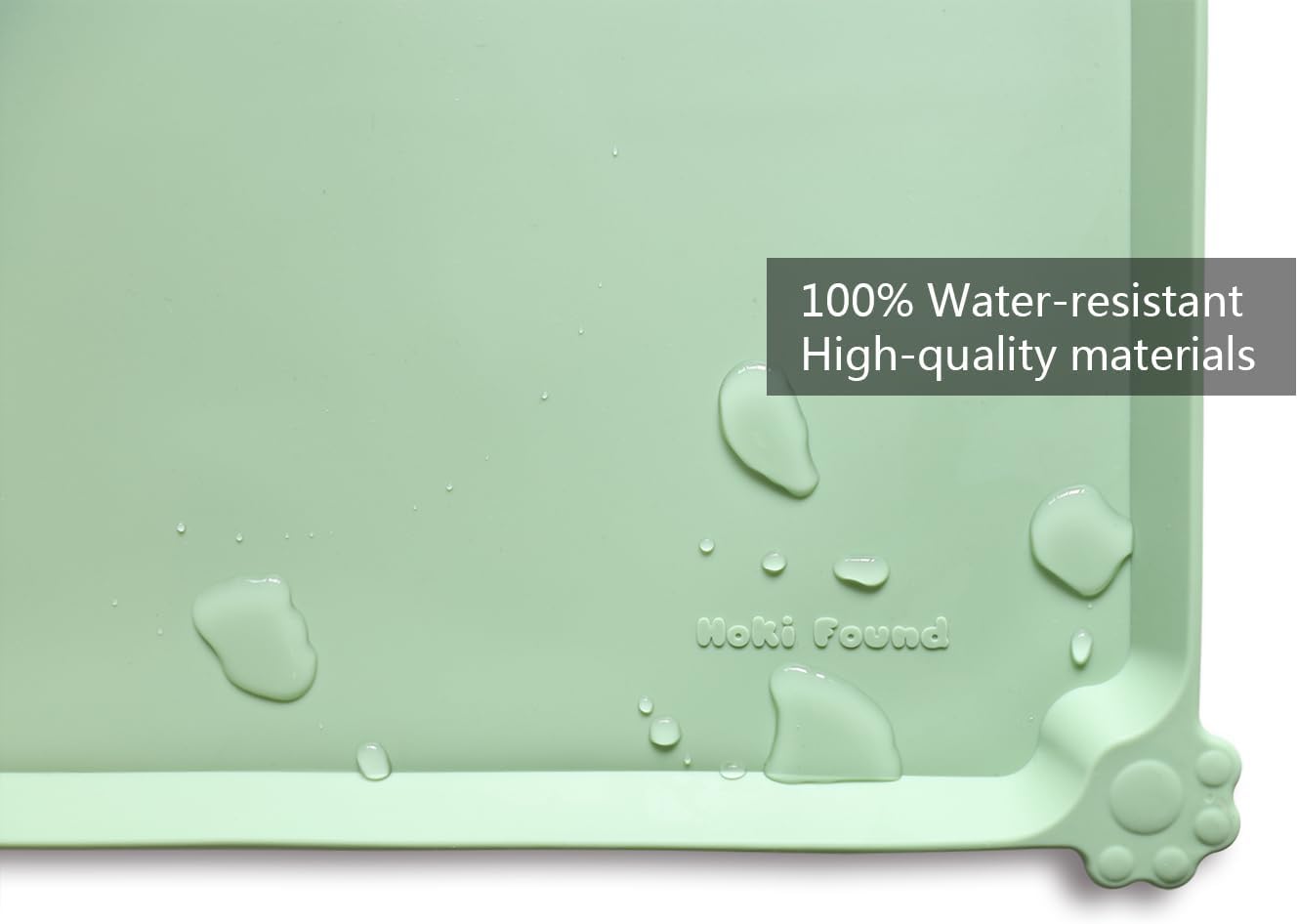 Hoki Found L Silicone Non Slip Pet Dog Cat Bowl Mats - Placemat, Feeding Mat - Waterproof for Carpet - Jade