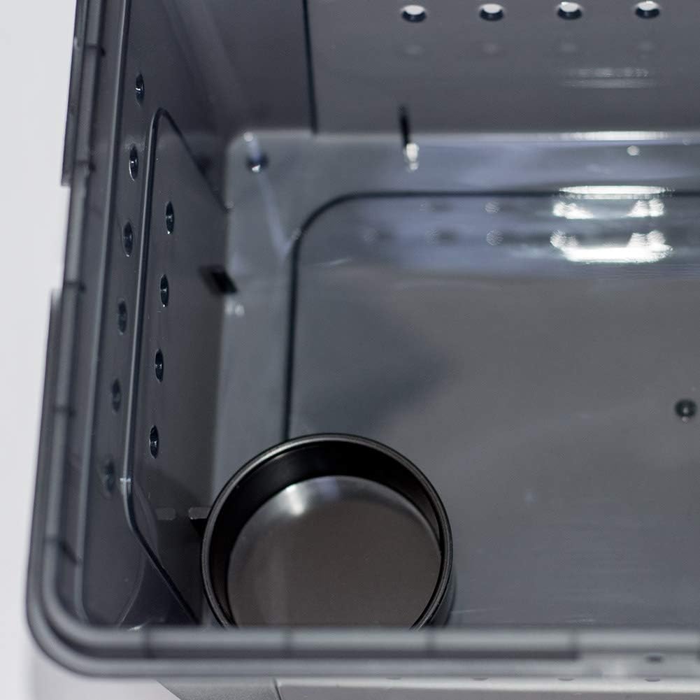 OMEM Portable Reptile Terrarium Habitat for Mini Pet Houses Breathable Holes Stackable Container (Black-M)