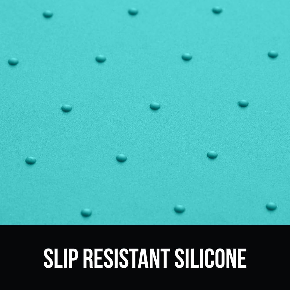 GORILLA GRIP 100% Waterproof Raised Edge BPA Free Silicone Pet Feeding Mat, Dog Cat Food Mats Contain Spills Protects Floors, Placemats for Cats and Dogs Water Bowl, Pets Accessories 23x15 Turquoise