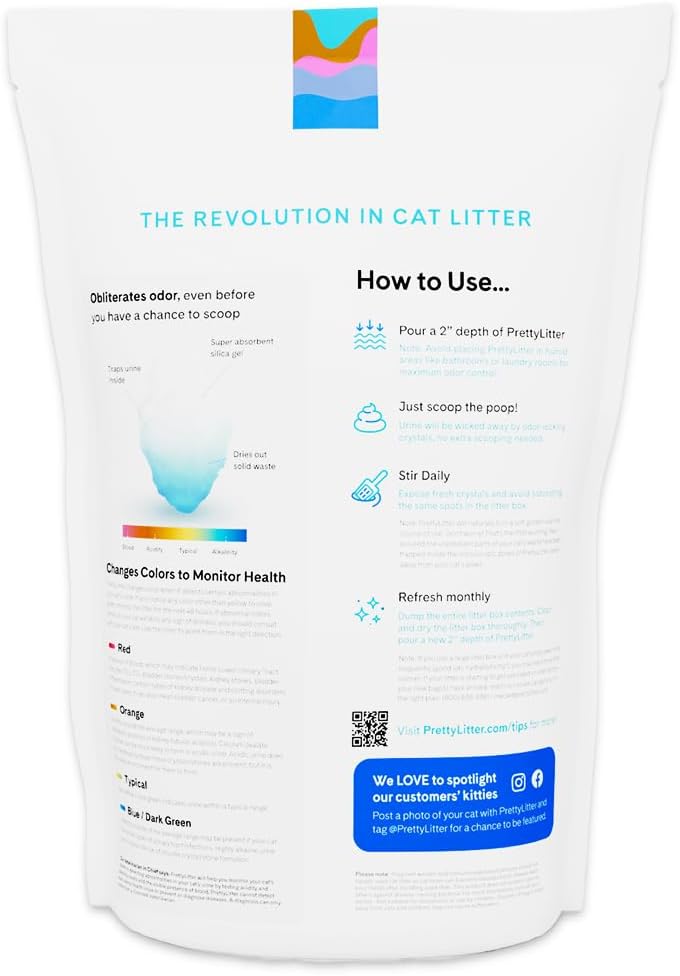 PrettyLitter Health Monitoring Cat Litter, Original Unscented Non-Clumping Crystal Litter, 6 lbs (Pack of 1)