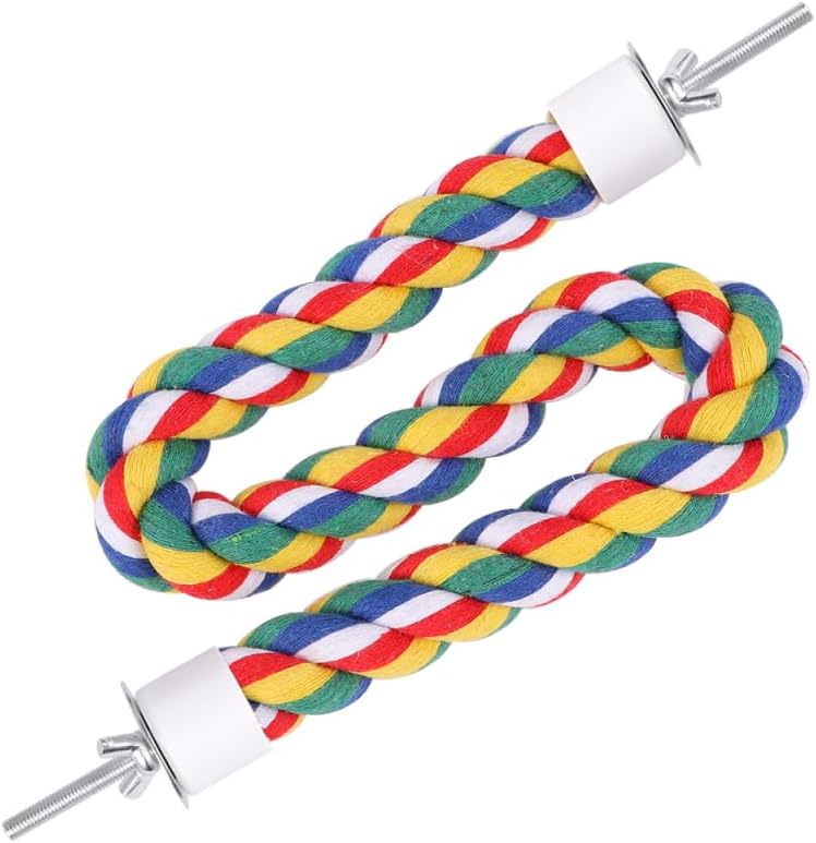 Bird Rope Perch, Colorful Parrot Cotton Rope Bird Perch Stand Climbing Toys Pet Parrot Chewing Toy for Parrots Cockatiels Parakeets Budgie Cages