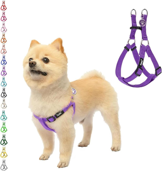 PUPTECK No Pull Dog Harness Soft Adjustable Basic Nylon Step in Puppy Vest Outdoor Walking with ID Tag X-Small