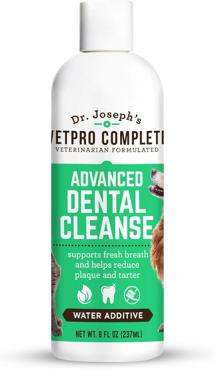 VetPro Complete Dr. Joseph's Advanced Dental Cleanse, 8 Ounces, Cat and Dog Breath Freshener Water Additive for Dental Care, Fights Dog Bad Breath, Teeth Cleaning, Plaque and Tartar Remover