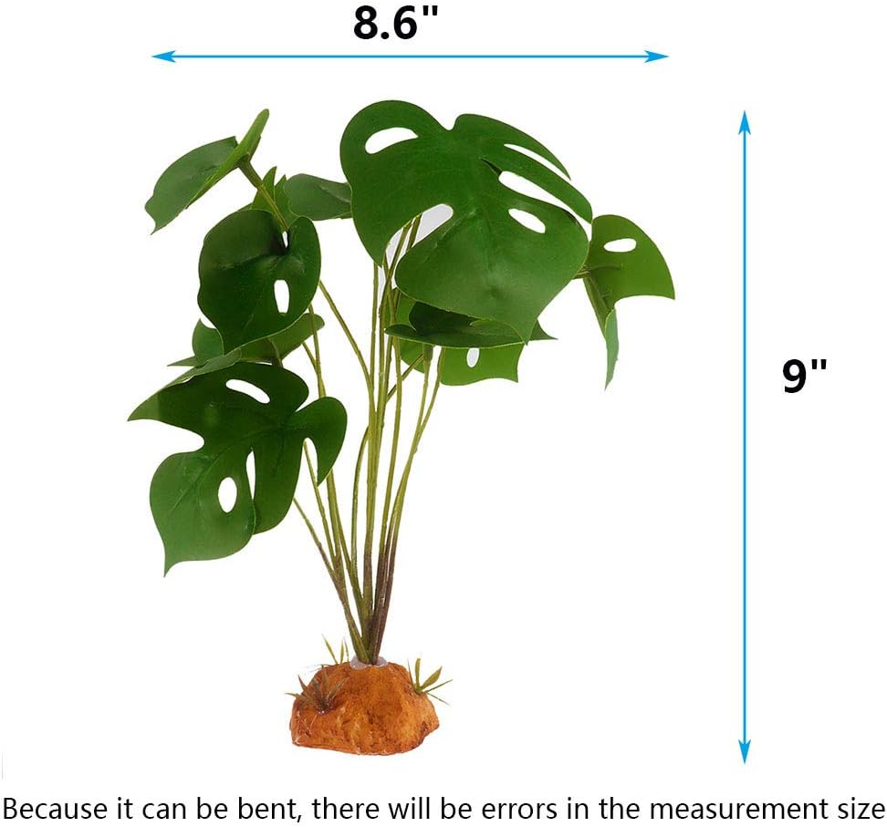 YOGURTCK Reptile Artificial Plants, Amphibian Habitat Hideout, Terrarium Decorations - Monstera