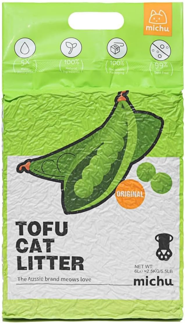 Tofu Cat Litter Natural Clumping Tofu Cat Litter, Fast Clumping and Easily Scoop-able 5.5lb/88oz 5 Scents - Original, 4 Pack